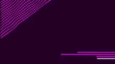 Mor, mor elementler. Döngülü arka plan. Animasyon çizgileri, noktalar, şekiller. Başlıklar, etiketler, logolar, kurumsal sunumlar için kusursuz 4K arka plan. Minimalist fütürist soyut moda tarzı.
