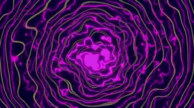 Psikedelik arka plan döngüsü. Mor, sarı, mavi arka planda sıvı spiral. Güzel soyut tasarım, mor mavi 4K video dokusu. Başlık, uygulamalar, sosyal medya, 3840x2160 UHD TV için döngü hareketli psikedelik arkaplan.