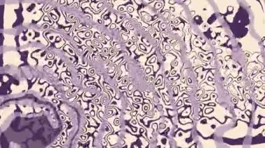 Psikedelik arka plan. Sıvı yağ dalgaları. İhlal edici, mor, beyaz renkler. Güzel soyut tasarım 4K video dokusu. Başlık, rahatlama, meditasyon ve psikolojik test için döngü hareketli arkaplan.