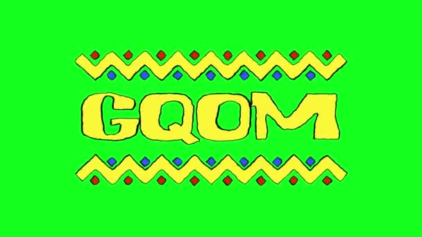 Gqomアフリカ音楽スタイル 4Kカラービデオ 緑の画面の背景にアニメーションテキスト クロマキー アフリカのポップ音楽タイトルコンサートのためのGqom 国立音楽祭 ソーシャルメディア Podcast Adv — ストック動画