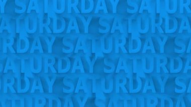 Cumartesi. Kinetik metin döngüsü arkaplanı. 4K video. Kelimeler sağa sola hareket ediyor. Mavi renk. Cumartesi günü modaya uygun reklam kampanyası, reklamlar, reklamlar, tanıtımlar, tanıtımlar, duyurular için 4K fon oluşturuldu.