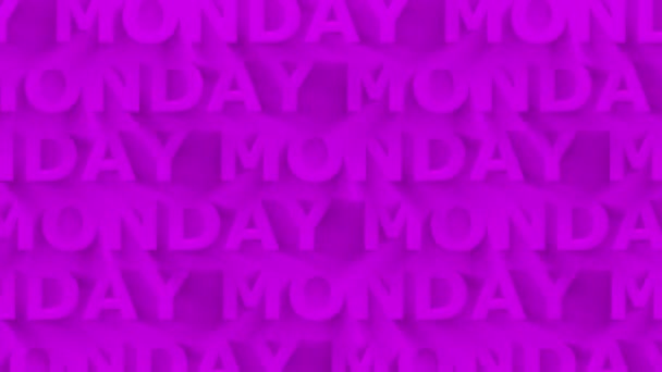 月曜日だ 運動テキストは背景を見ました 4Kビデオ 左右に動く言葉 紫マゼンタ色 月曜日は流行の広告キャンペーンのための4K背景をループ プロモーション プロモーション — ストック動画