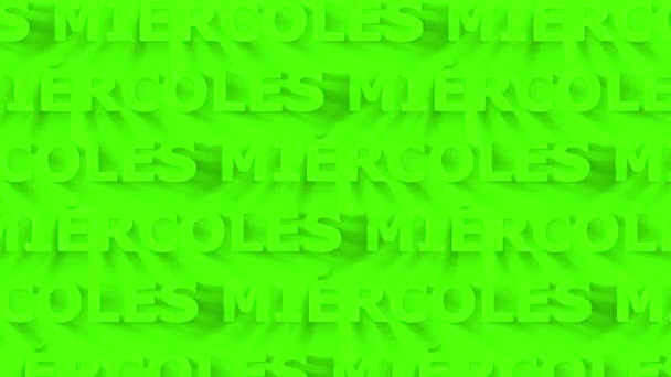 Μίρκολς Ισπανική Τετάρτη Κινητικό Κείμενο Looped Φόντο Βίντεο Λέξεις Που — Αρχείο Βίντεο
