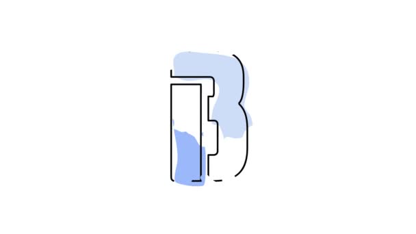 手紙B 4Kビデオ 澄んだ白い背景に隔離された青いフォント 対照的なシンボル 移動するモバイルフォーム ブラックアウトライン ソフトウェア ユーザーインターフェイス モバイルアプリ ゲームのための大文字B — ストック動画