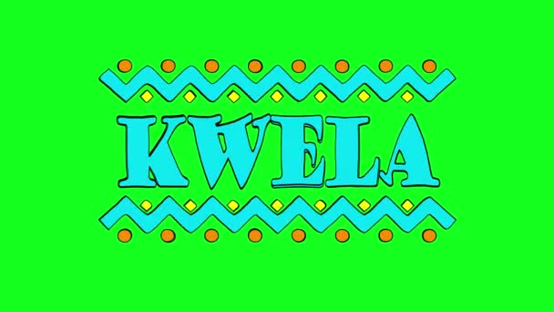 Kwela Αφρικανική Μουσική Στυλ Έγχρωμο Βίντεο Κινούμενο Κείμενο Πράσινο Φόντο — Αρχείο Βίντεο