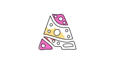 A harfi. 4K video. Açık beyaz arkaplanda mavi yazı tipi animasyonu izole edildi. Çizgi roman sembolü, siyah özet. Çocuk yazılımı, arayüz, mobil uygulama ve oyun için büyük harf A.