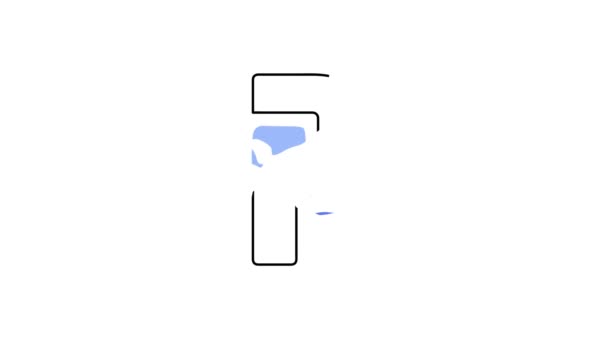 レターP 4Kビデオ 澄んだ白い背景に隔離された青いフォント 対照的なシンボル 移動するモバイルフォーム ブラックアウトライン ソフトウェア ユーザーインターフェイス モバイルアプリ ゲームのための大文字P — ストック動画