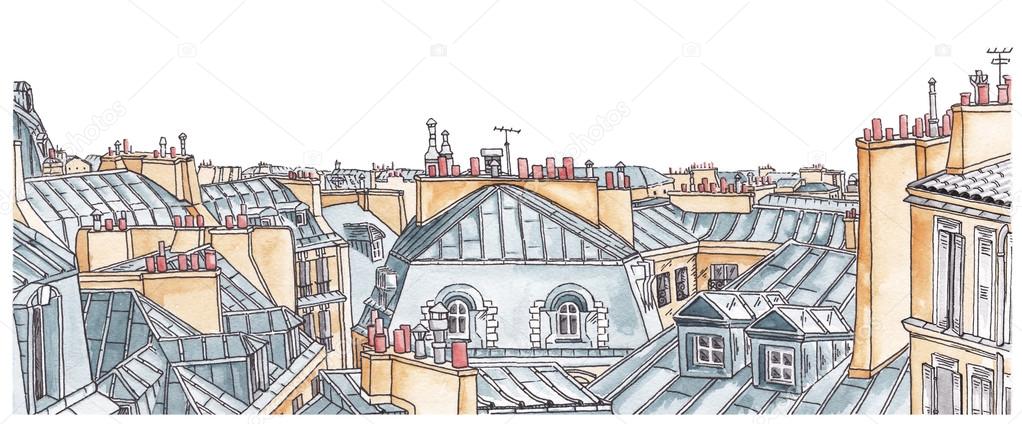 Paris rooftops skyline