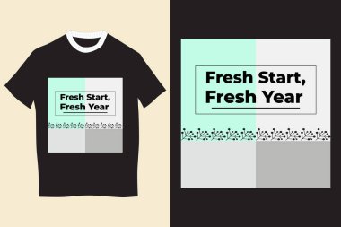 Yeni Yıl Yeni Titreşimler Taze Başlangıç Grafik Teması ve Modern Pozitif Enerji, Kutlama ve Tarz için Yeni Tişört Tasarımı