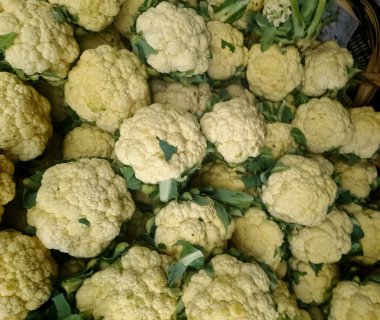 Bütün karnabahar sebzeleri çiftliklerde yetişen besin değeri yüksek çarmıha gerilmiş taze sebzeler ve sağlıklı beslenme şekilleri sergiliyordu.