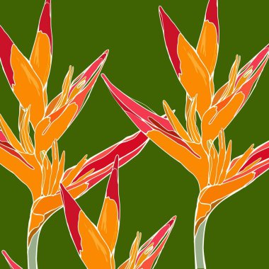 Kırmızı çiçeklerle kusursuz desen. Çiçek arkaplanı. El çizimi çizimi. kumaş izi, ambalaj.