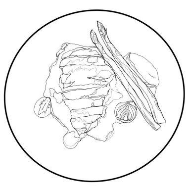 Elle çizilmiş yemek çizimi.