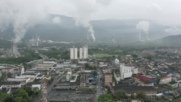 Cidade Cubatao Com Complexo Petroquímico Segundo Plano São Paulo Brasil — Vídeo de Stock