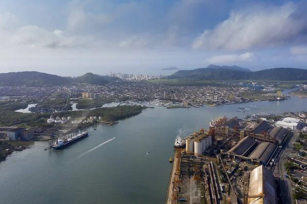 Flygfoto Över Hamnen Santos Sao Paulo Brasilien — Stockfoto