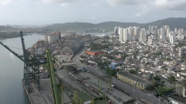 Vista Aerea Del Porto Santos San Paolo Brasile Andando Avanti — Video Stock