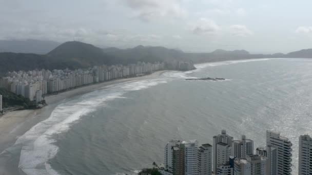 Strand Van Asturië Guaruj Sao Paulo Brazilië Zijdelingse Beweging — Stockvideo