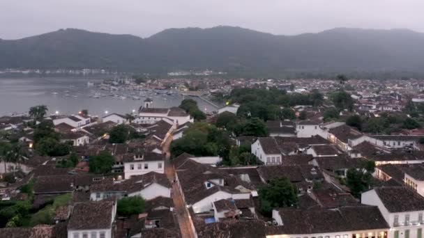 Serata Nella Città Paraty Rio Janeiro Brasile Volo Avanti — Video Stock