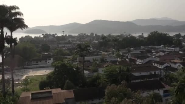 Αυγή Στην Πόλη Paraty Ρίο Ντε Τζανέιρο Βραζιλία Πτήση Μπροστά — Αρχείο Βίντεο