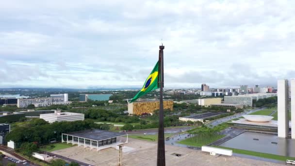 Brasilia Brazil Feb 2021 Національний Прапор Конгресу Федеральному Окрузі Бразілія — стокове відео