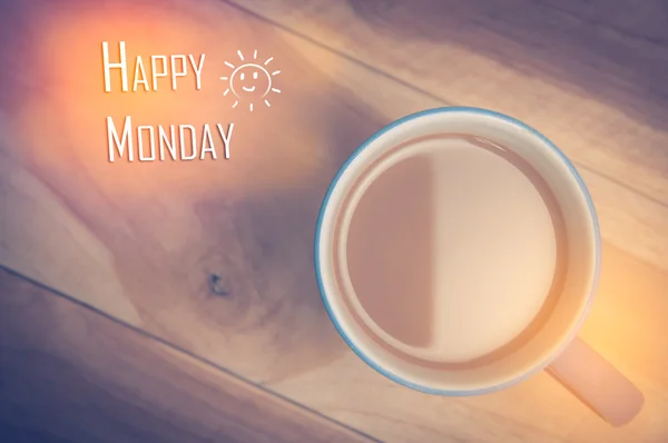 Glad måndag kaffe kopp Stockbild
