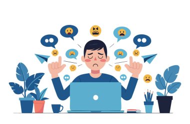 Çizgi film stili Gülümseyen Dükkan Bekçisi Kasa Resimlerinde çalışıyor