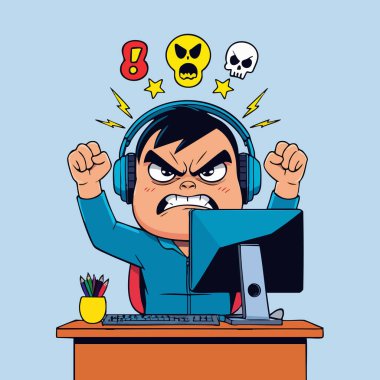 Çizgi film stili Gülümseyen Dükkan Bekçisi Kasa Resimlerinde çalışıyor