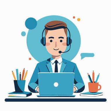 Çizgi film stili Gülümseyen Dükkan Bekçisi Kasa Resimlerinde çalışıyor