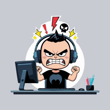 Çizgi film stili Gülümseyen Dükkan Bekçisi Kasa Resimlerinde çalışıyor