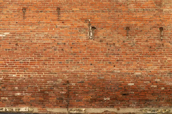 Fundo Parede Tijolo Vermelho Muito Antigo Expansivo Metade Inferior Que — Fotografia de Stock