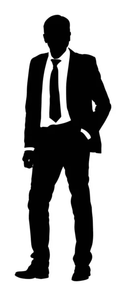 Hombre Negocios Vector Silueta Ilustración Hombre Guapo Suite Corbata Con — Vector de stock