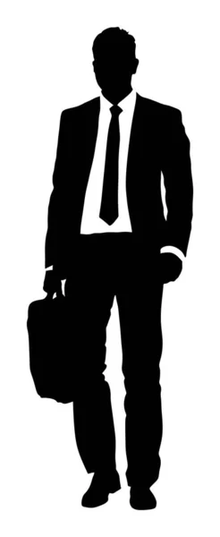 Homme Affaires Aller Travailler Illustration Silhouette Vectorielle Bel Homme Suite — Image vectorielle