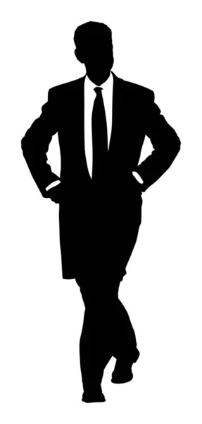 Elegante Hombre Negocios Silueta Vectores Abrigo Ilustración Hombre Guapo Con — Vector de stock