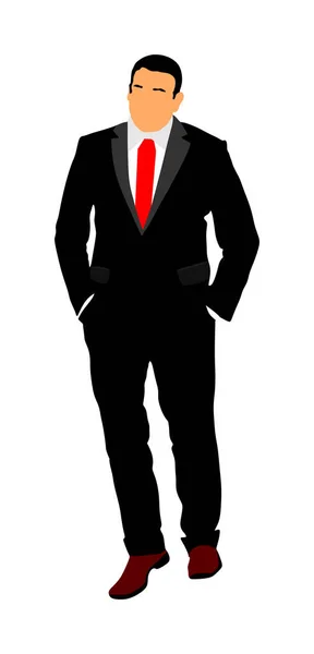 Geschäftsmann Anzug Und Krawatte Die Hände Den Taschen Schöner Geschäftsmann — Stockvektor