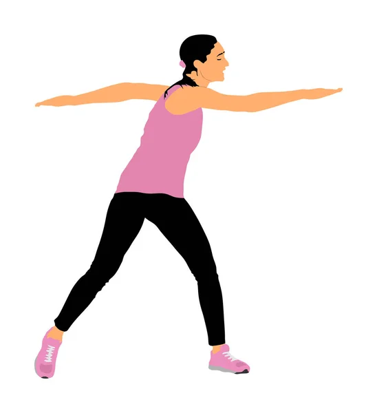 Fitness Mujer Instructor Ejercicio Entrenamiento Silueta Vectorial Gimnasio Perder Peso — Vector de stock