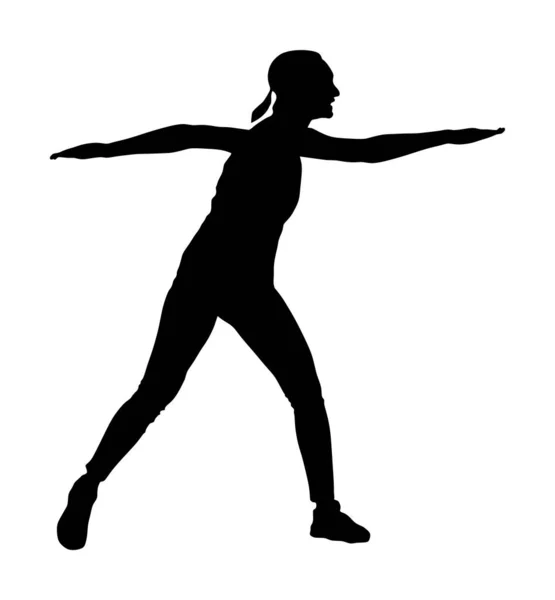 Γυμναστική Γυναίκα Εκπαιδευτής Άσκηση Για Την Κατάρτιση Γυμναστήριο Διάνυσμα Σιλουέτα — Διανυσματικό Αρχείο