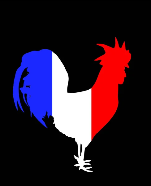 Fransız Bayrağı Siyah Arka Planda Izole Edilmiş Horoz Vektör Silueti — Stok Vektör