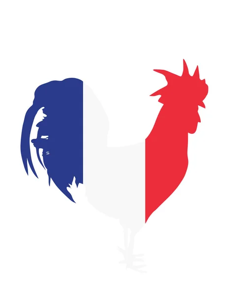Bandiera Francese Sopra Silhouette Vettore Gallo Isolato Sfondo Bianco Repubblica — Vettoriale Stock