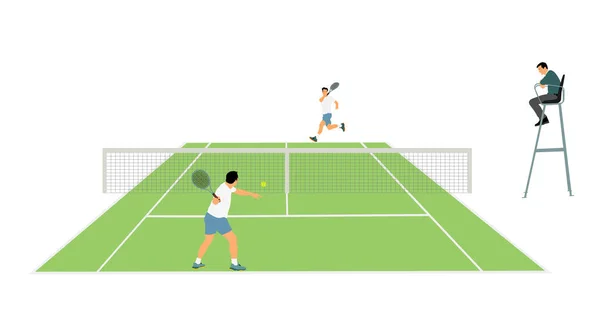 Homme Joueurs Tennis Illustration Vectorielle Isolé Sur Fond Blanc Match — Image vectorielle