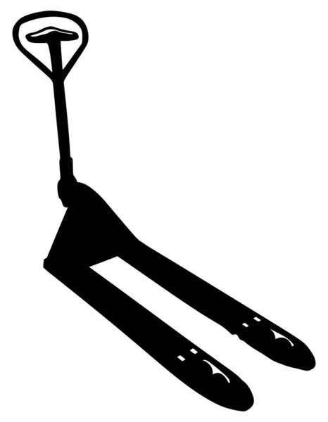 Handpallet Truck Vector Silhouet Illustratie Geïsoleerd Witte Achtergrond Magazijnapparatuur Voor — Stockvector