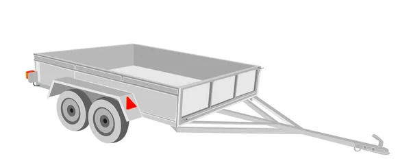 Open Auto Trailer Vector Illustratie Geïsoleerd Witte Achtergrond Trailer Voor — Stockvector