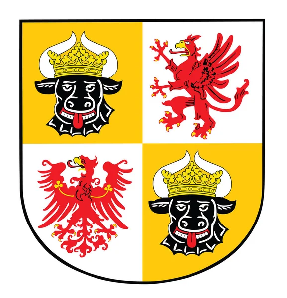 Mecklemburgo Pomerania Occidental Escudo Armas Vector Ilustración Alemania Provincia — Vector de stock