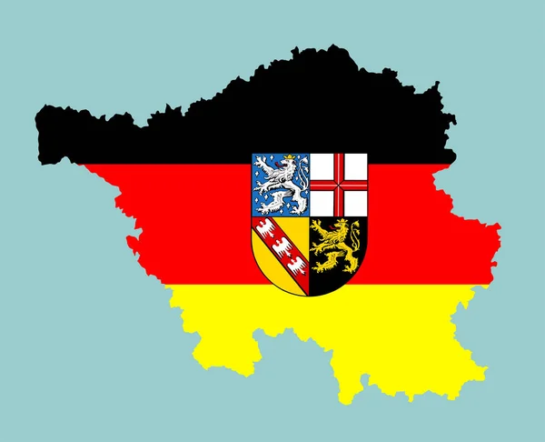 Vlajka Saarlandské Mapy Siluetou Vektoru Erbu Symbol Německé Provincie Stát — Stockový vektor