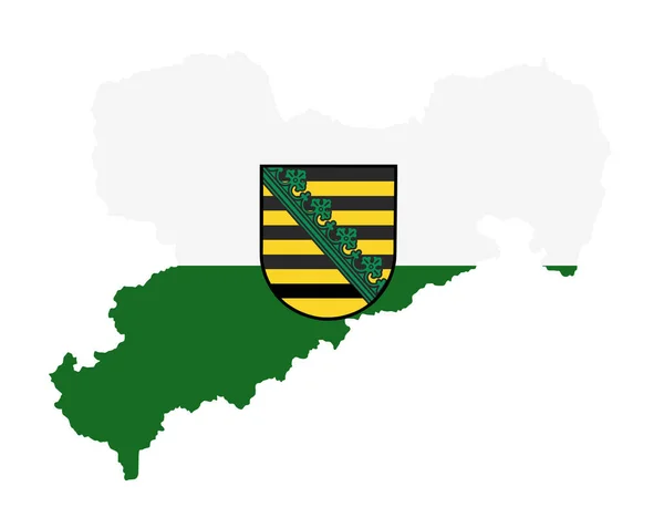 Escudo Armas Sajonia Sobre Mapa Sachsen Sajonia Mapa Bandera Vector — Archivo Imágenes Vectoriales