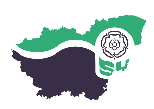 Mapa South Yorkshire Ilustração Vetorial Bandeira Isolada Fundo Branco Província — Vetor de Stock