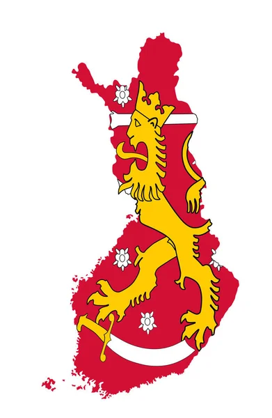 フィンランドベクトルマップシルエットイラストは白を基調としています 地図上のフィンランドの腕のコート — ストックベクタ