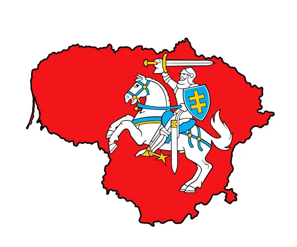 Litvánia Térkép Címerrel Pecséttel Nemzeti Emblémával Fehér Alapon Elszigetelve Litvánia — Stock Vector