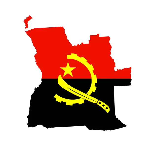 República Angola Mapa Bandera Vector Silueta Ilustración Aislada Sobre Fondo — Vector de stock