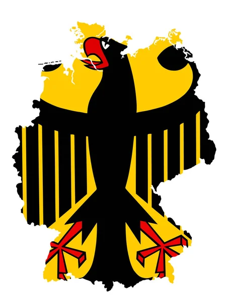 Německo Mapa Erbu Symbol Černého Orla Státní Znak Zbrojní Plášť — Stockový vektor