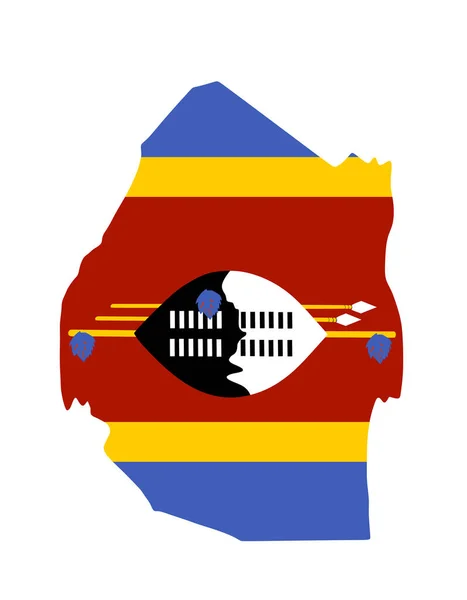 Swaziland Vector Kaart Vlag Silhouet Illustratie Geïsoleerd Witte Achtergrond Wapenschild — Stockvector