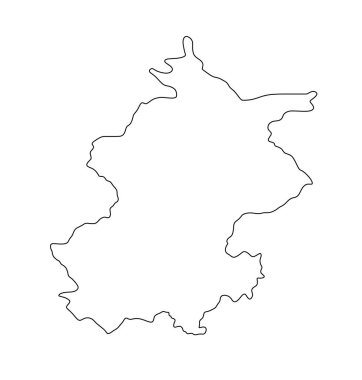 Pekin Eyaleti harita vektör silueti çizimi beyaz arkaplan üzerinde izole edilmiş, Çin bölgesi haritası. Pekin hattı sınır biçimi.